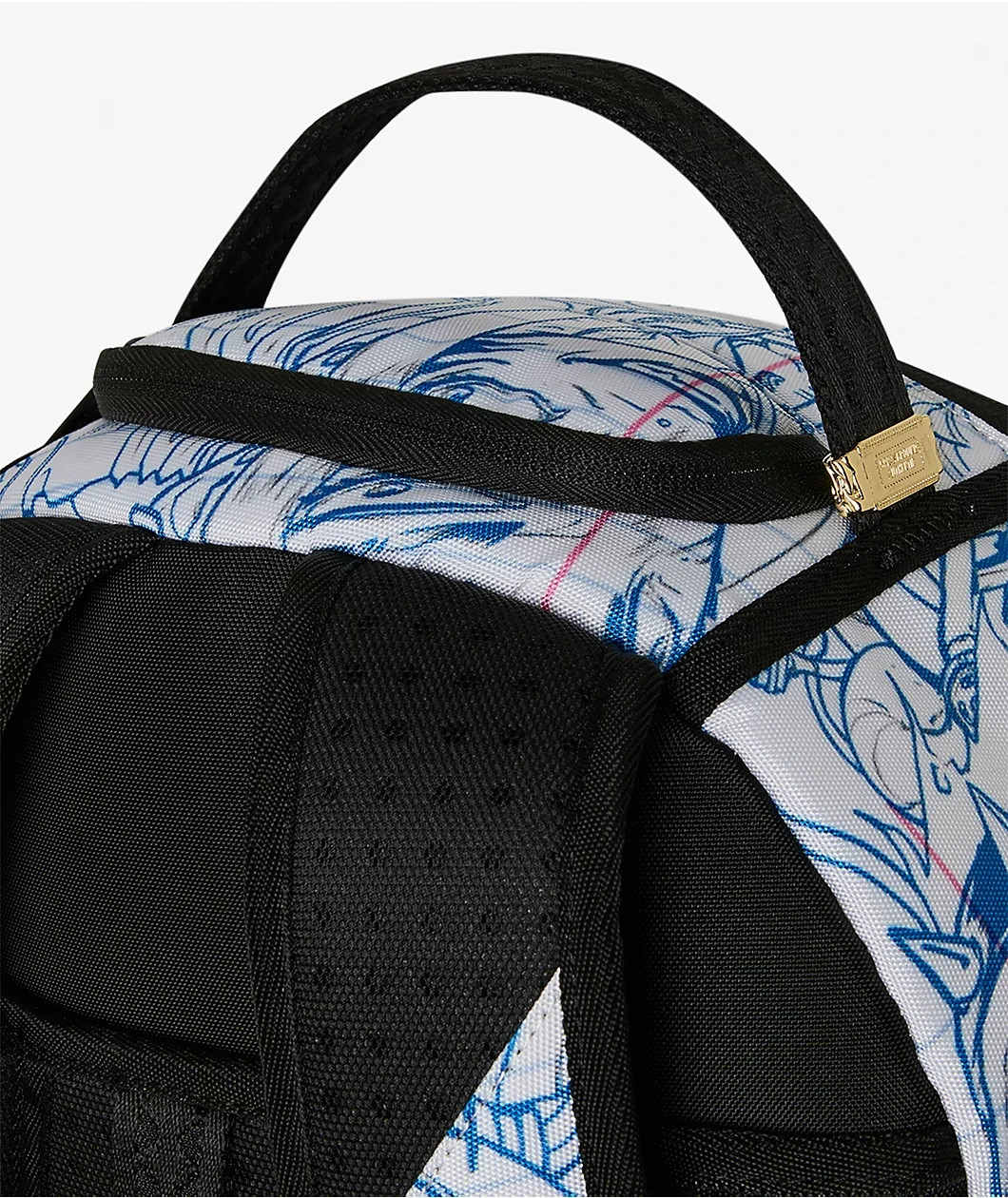 Sprayground Blue Ink Doodle Backpack🔥New Black Bookbag Large School Bag
