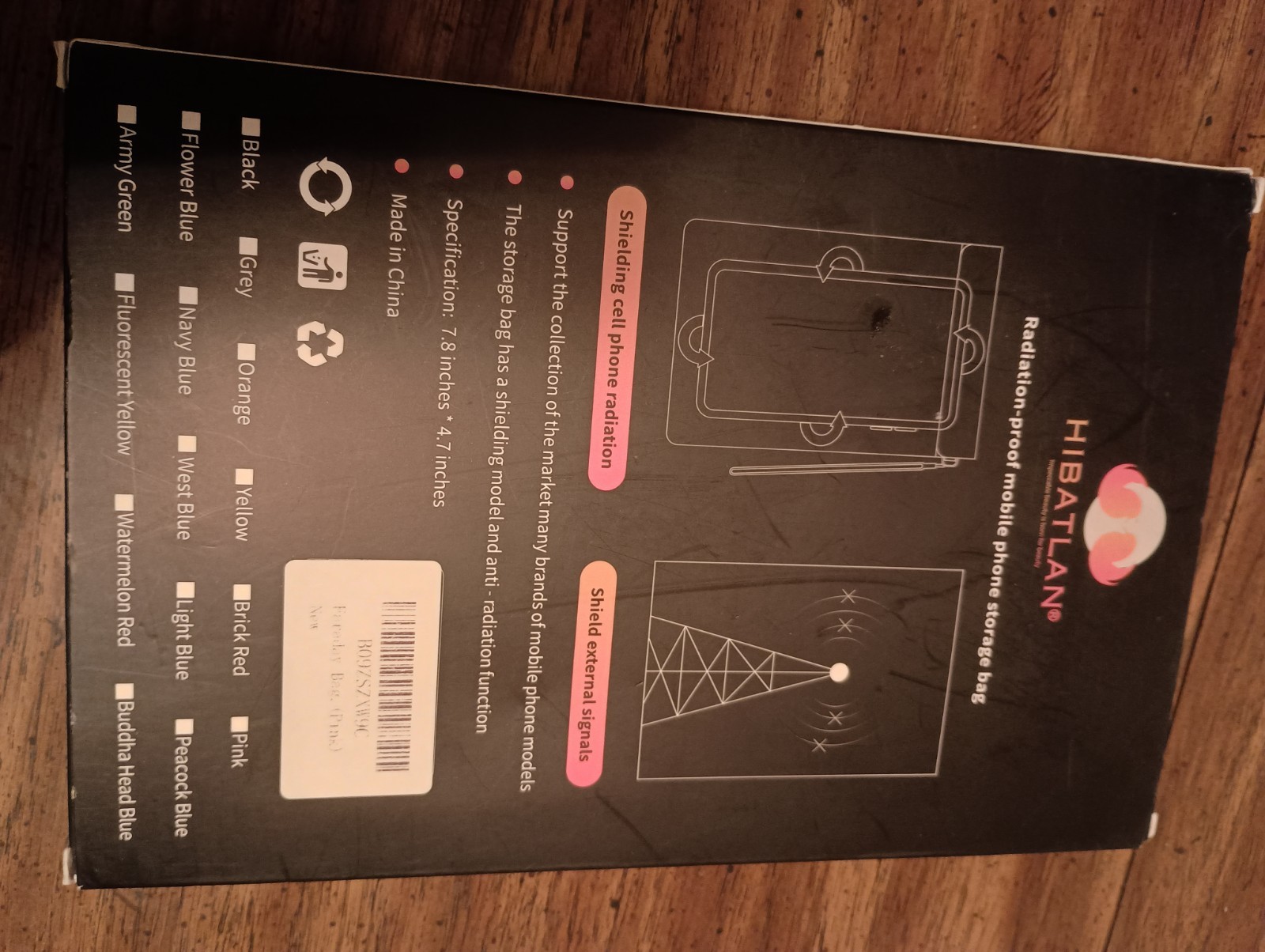 Hibatlan Faraday Radiation Proof Mobile Phone Storage Bag Open Box Never Used