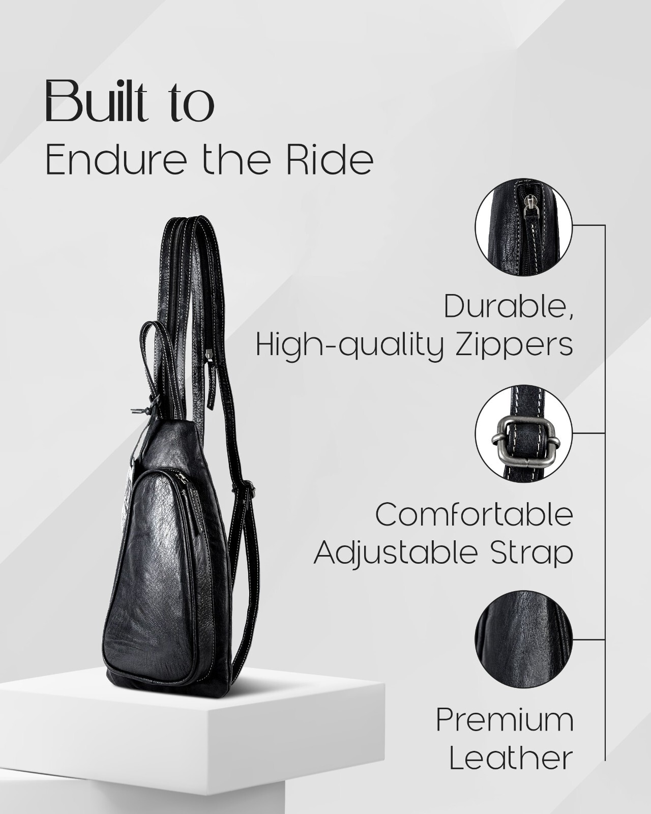 Leather Sling Bag for Men Cross Chest Shoulder Bag W/ Anti-Theft Hidden Air Tag