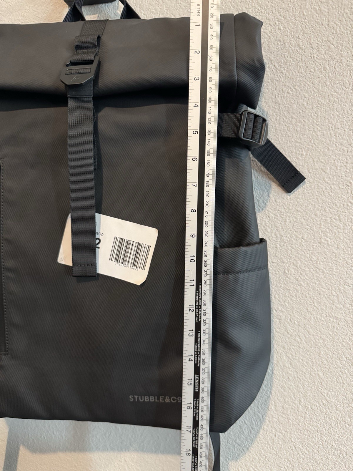 Stubble & Co The Roll Top Backpack in Black RTM3 20L