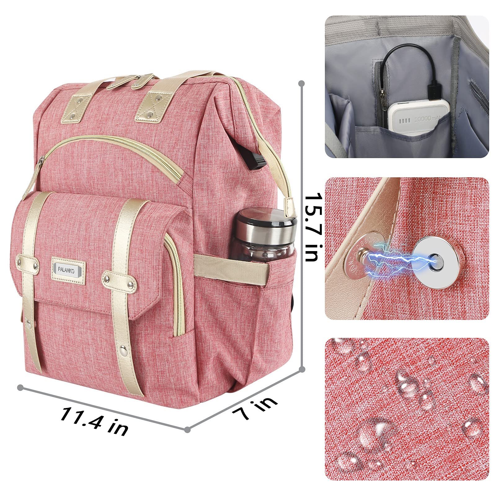 Backpack for WomenWide Open Work Large USB Charging Port Student Bookbag for …
