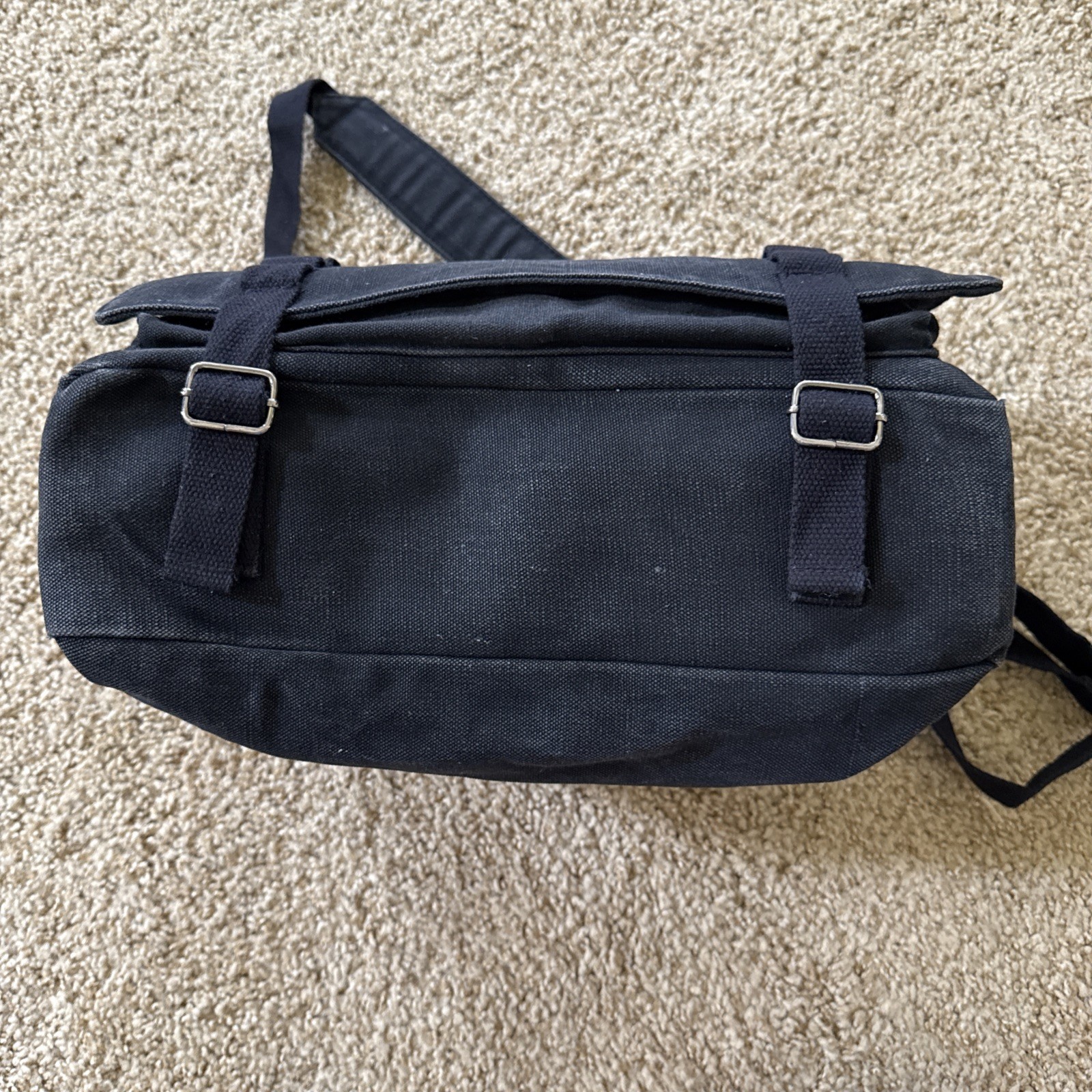 Vintage Canvas Messenger Bag: Adj Shoulder Strap, Flap Strap Slide Retro 14x11x4