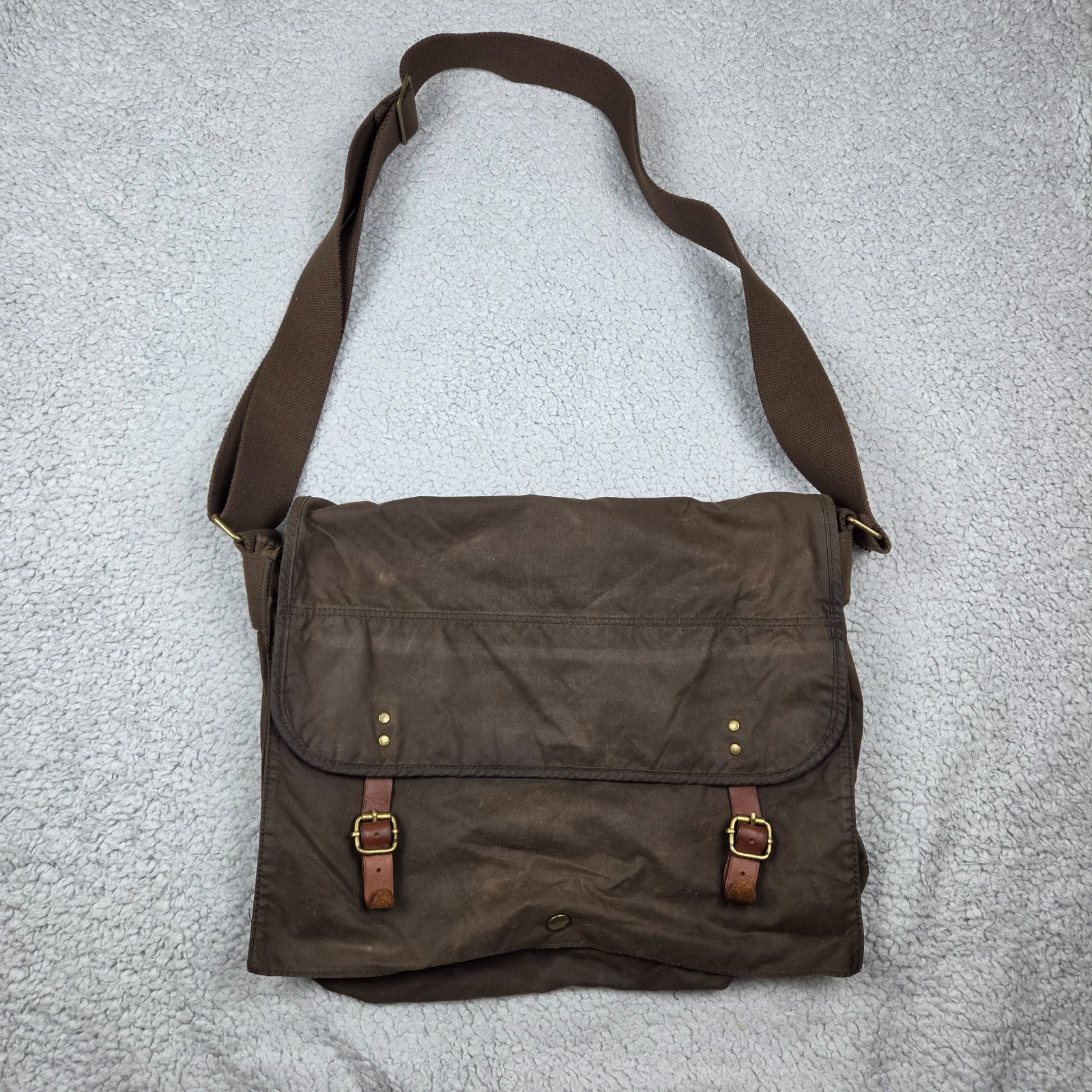 J.Crew Millerain Messenger Bag Waxed Cotton Leather Trim Old Money Preppy