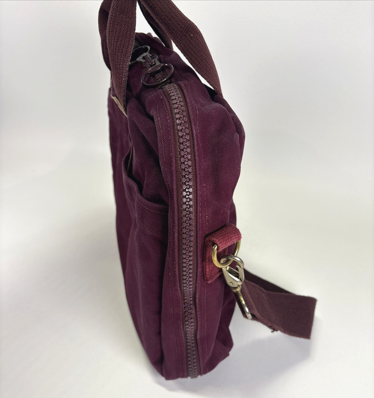 Vtg Lands’ End Square Rigger Canvas Briefcase Maroon W/ STRAP Made in USA Bag