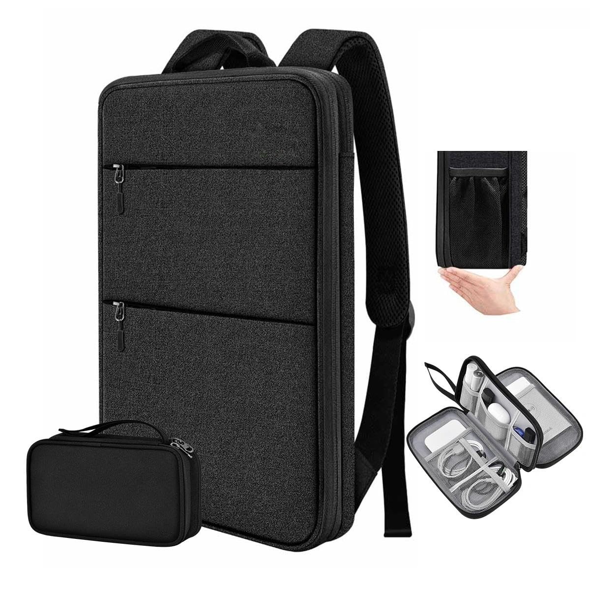 ZINMARK Slim Expandable Laptop Backpack with Small Case for 15-16 inch, Spill…