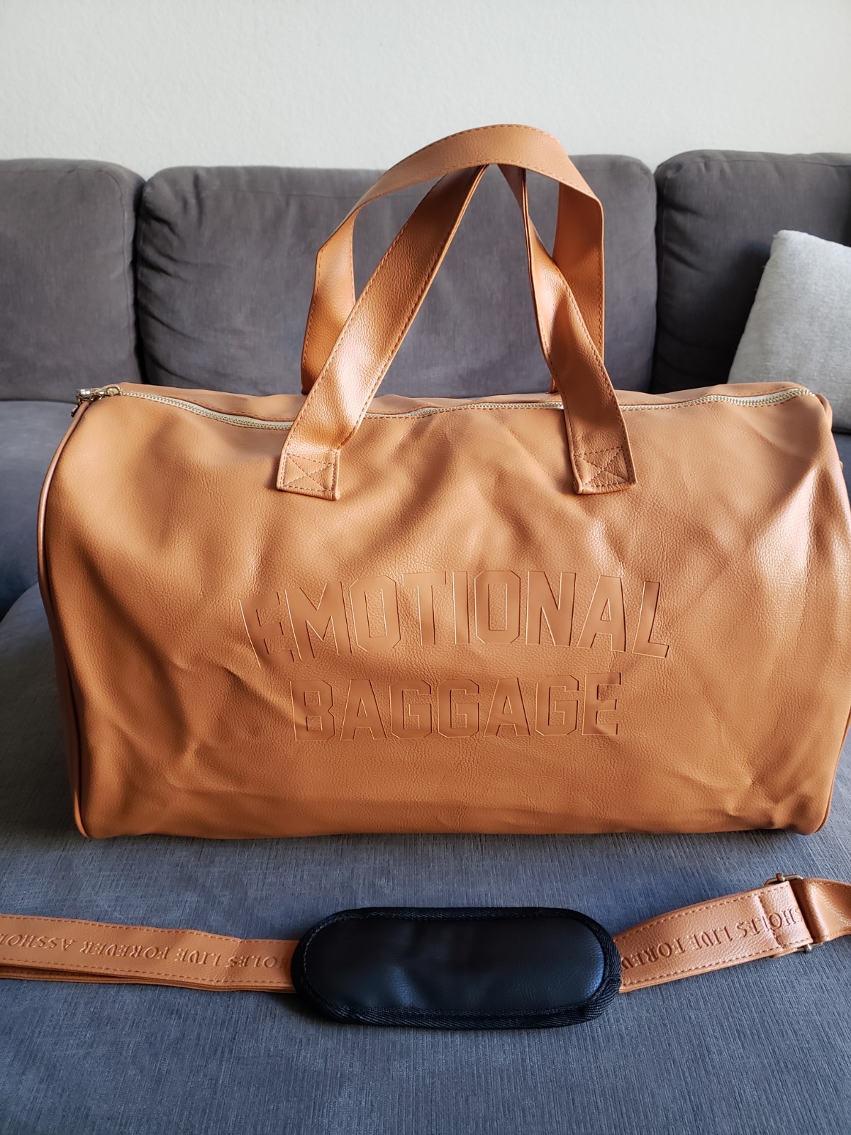 ASSHOLES*S LIVE FOREVER – Emotional Baggage Camel Tan Faux Leather BRAND NEW!