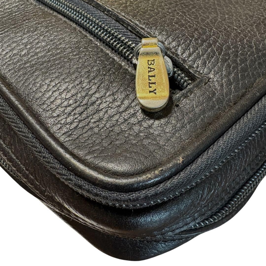 BALLY Clutch Bag Second Handbag Made in Italy Leather Black Vintage 26x20x6cm