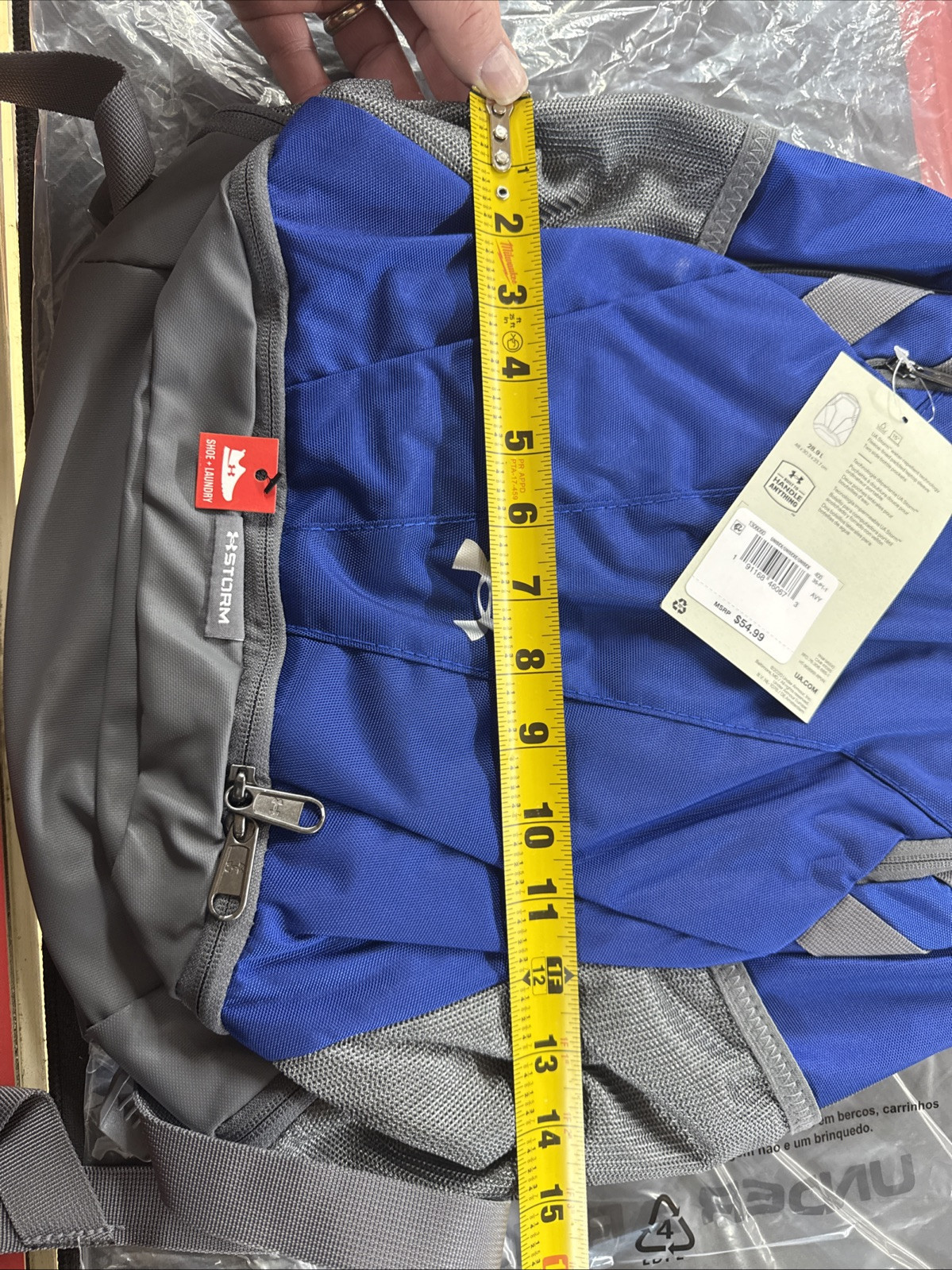 Under Armour Team Hustle Storm Backpack Royal Blue/Grey Water Repellant NWT Bag