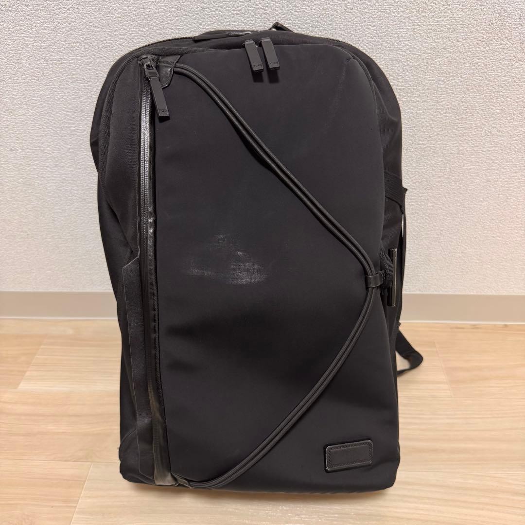 TUMI Backpack Black Ballistic Nylon with Rain Cover Large Capacity