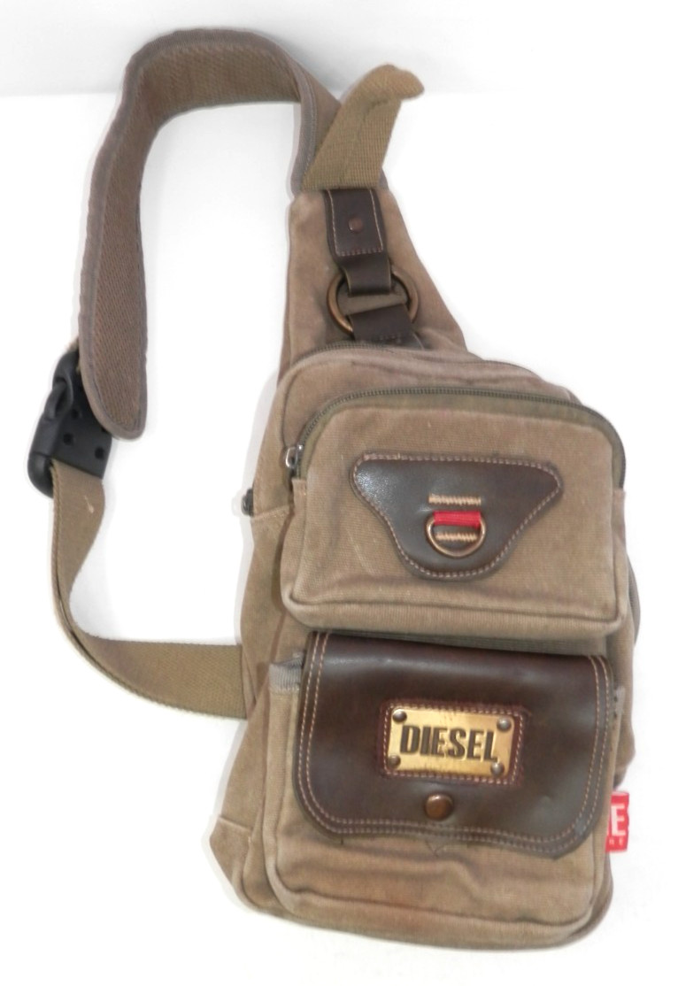 Vintage Diesel Sling Bag Y2K Canvas Utility Crossbody Military Inspired Khaki