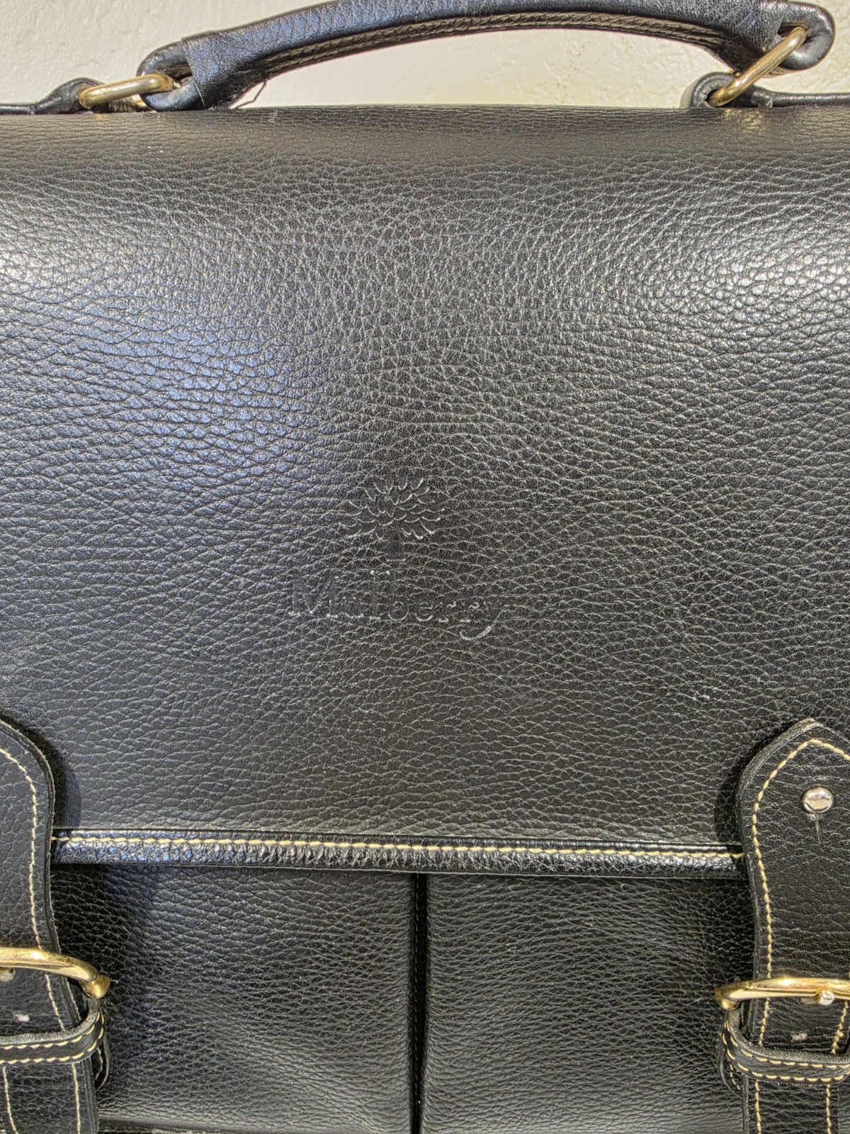 Mulberry VTG 90’s. Scotchgrain Leather, Heritage Briefcase/Messenger Bag. Tartan