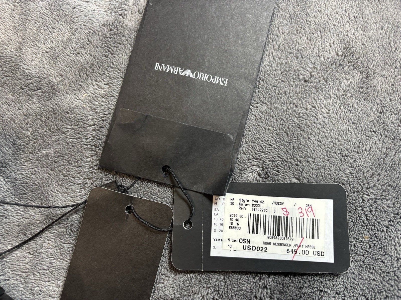 New NWT Emporio Armani Unisex Leather Bag Flat Messenger Bag Snake Skin $645