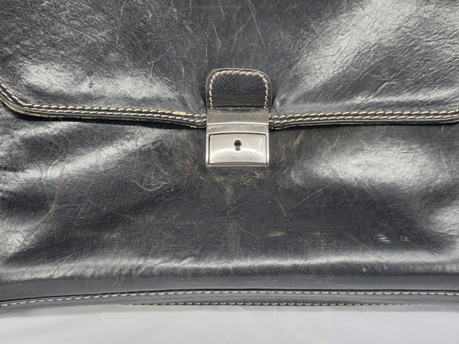 Floto Firenze Italian Leather Briefcase Portfolio Work Bag Black Handmade Italy
