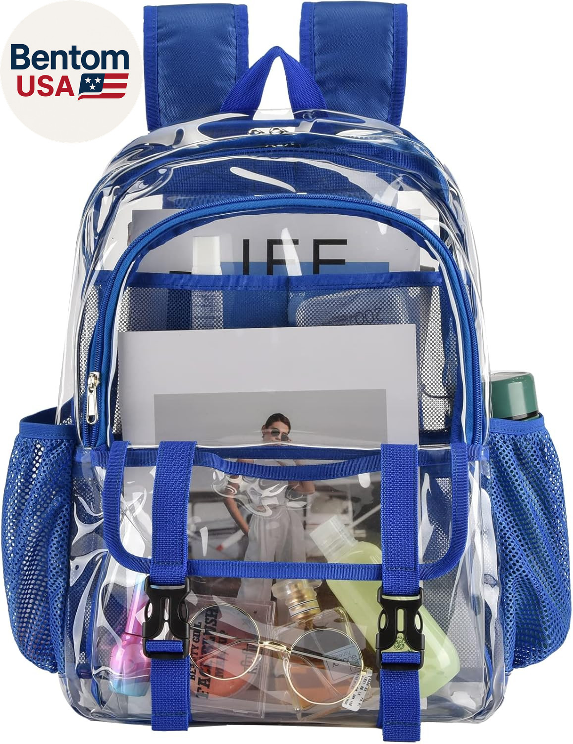 Clear Backpack, Large Clear Bag Stadium Heavy Duty PVC Transparent See through B