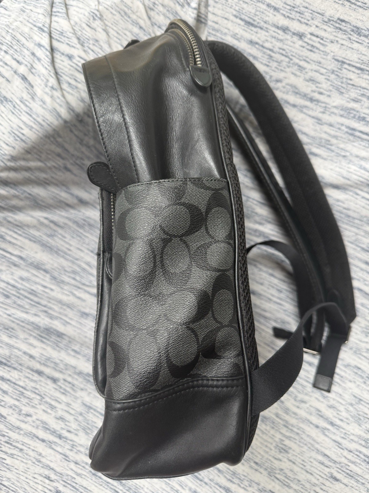 Coach Graham Black Leather Backpack Men’s Laptop Travel Bookbag