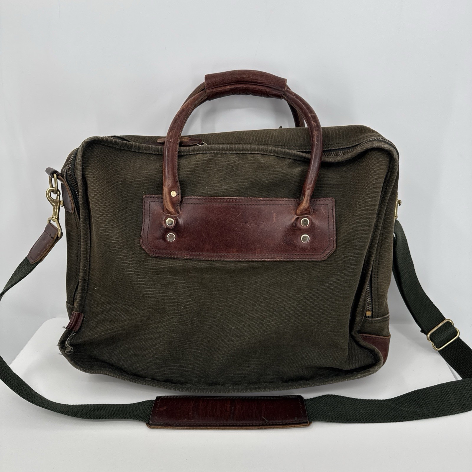 Vintage Orvis Battenkill Canvas Briefcase Messenger Bag With Strap Grunge