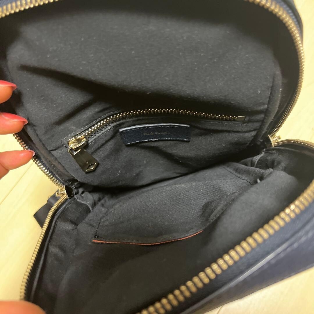 Paul Smith Navy Leather Body Bag Men Zipper Crossbody Waist Pouch Japan Style