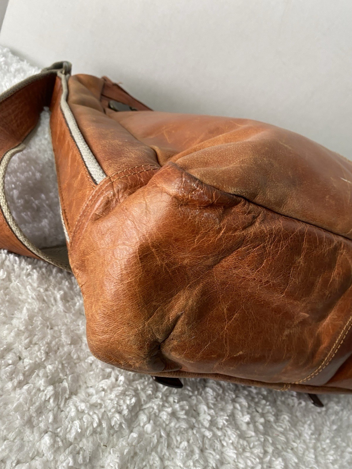 Fossil Vintage Leather Messenger Shoulder Crossbody Bag Brown Distressed