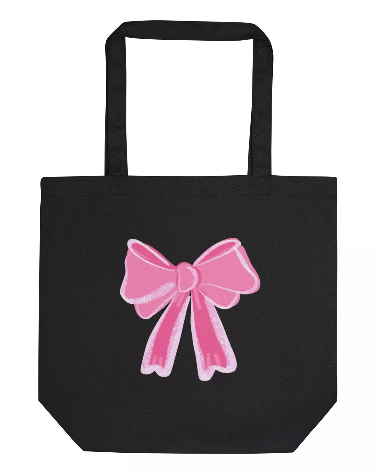 Womens Pink Bow Tote Black Eco Friendly Reusable Bag