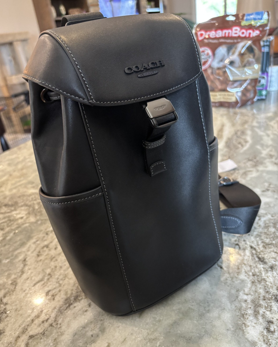 NWT Coach Racer Pack Leather Sling Backpack CU111 QB/Black Gunmetal CrossbodyBag