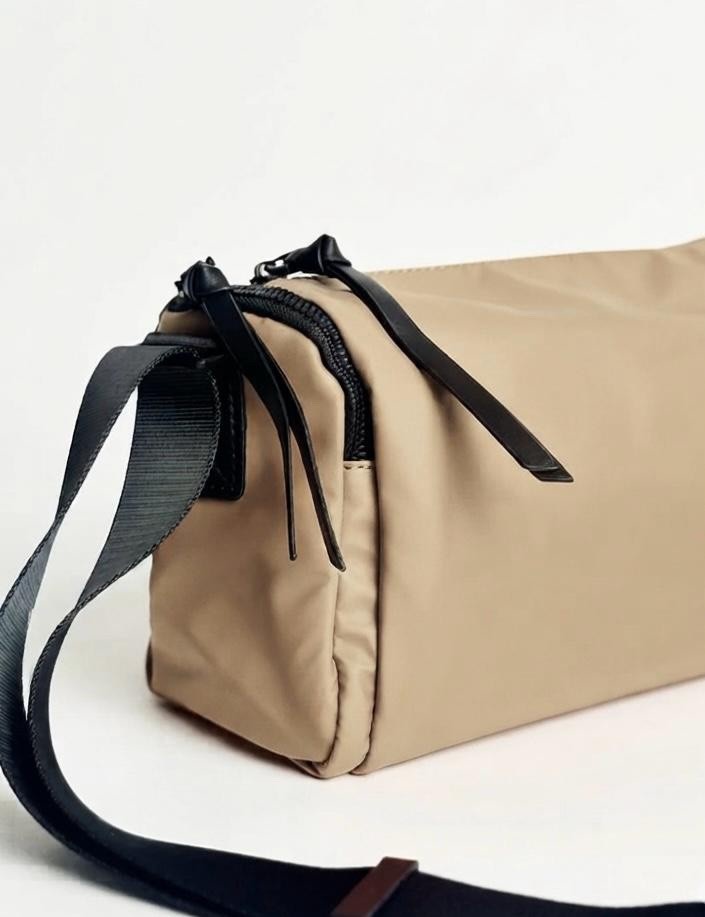 Beige Crossbody Bag for Men Waterproof Casual Shoulder Messenger Sling Bag