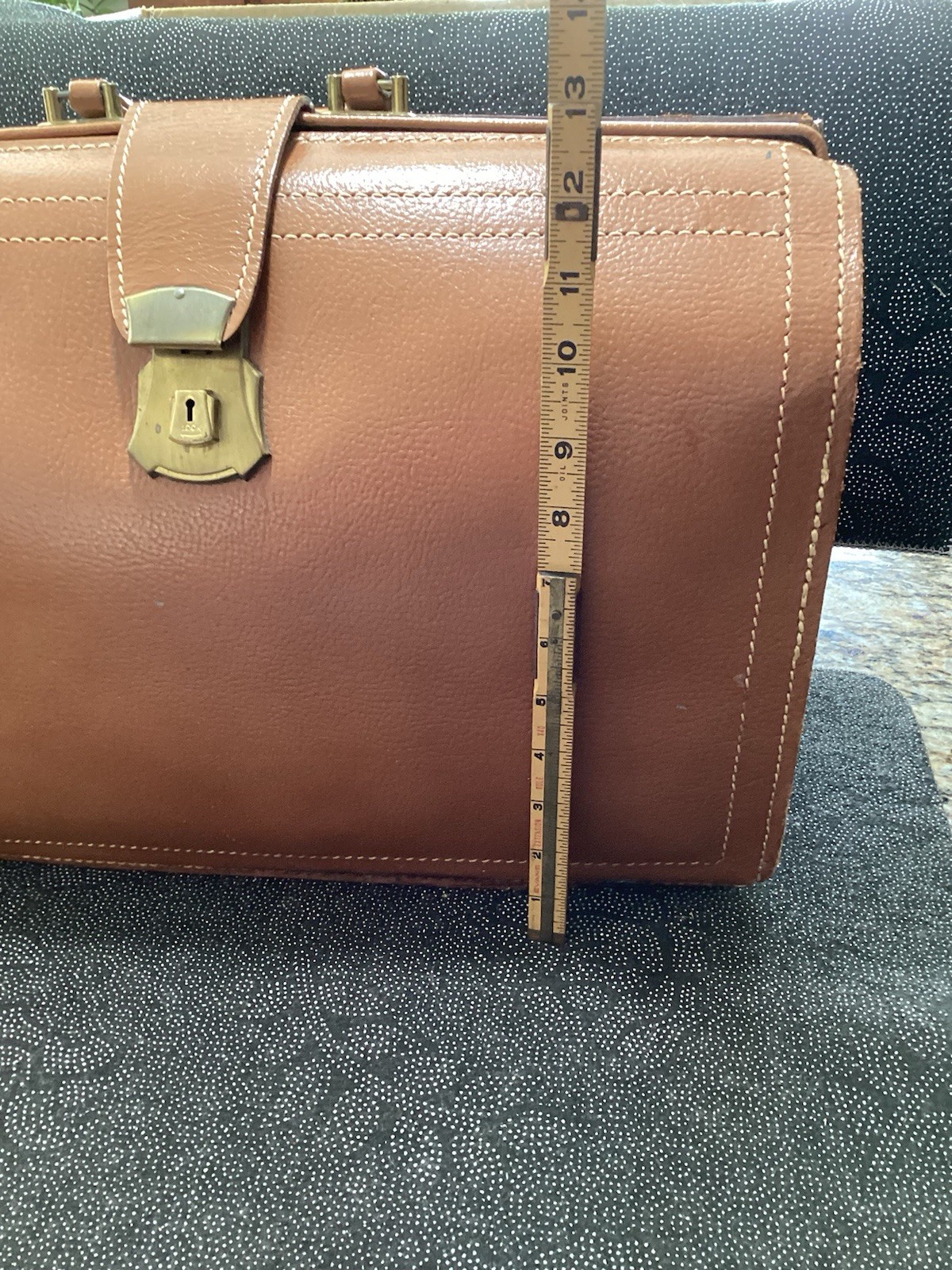 VTG Genuine Leather Split Cowhide Briefcase Wearbest Men’s Brown Expandable