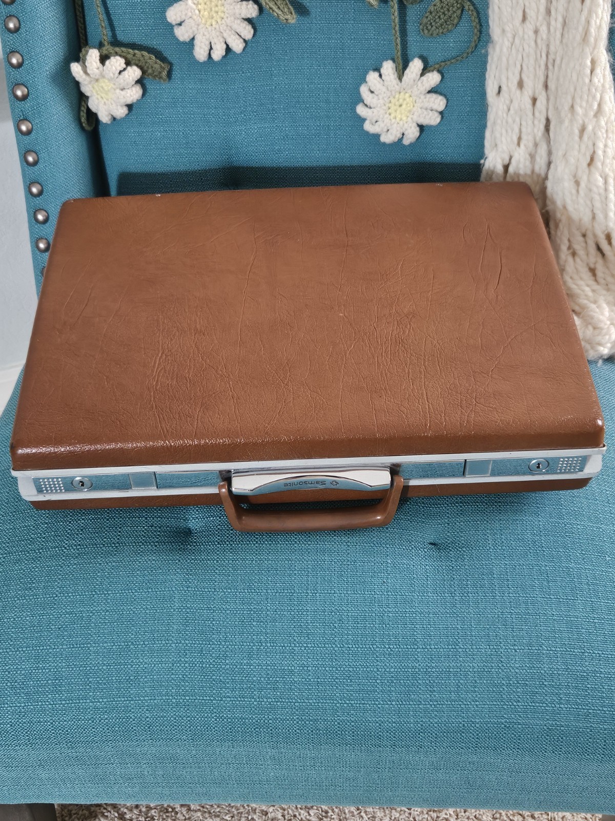 Vintage Samsonite Hard Shell Brown CLASSIC Document Bag Briefcase, 17”x12” Key