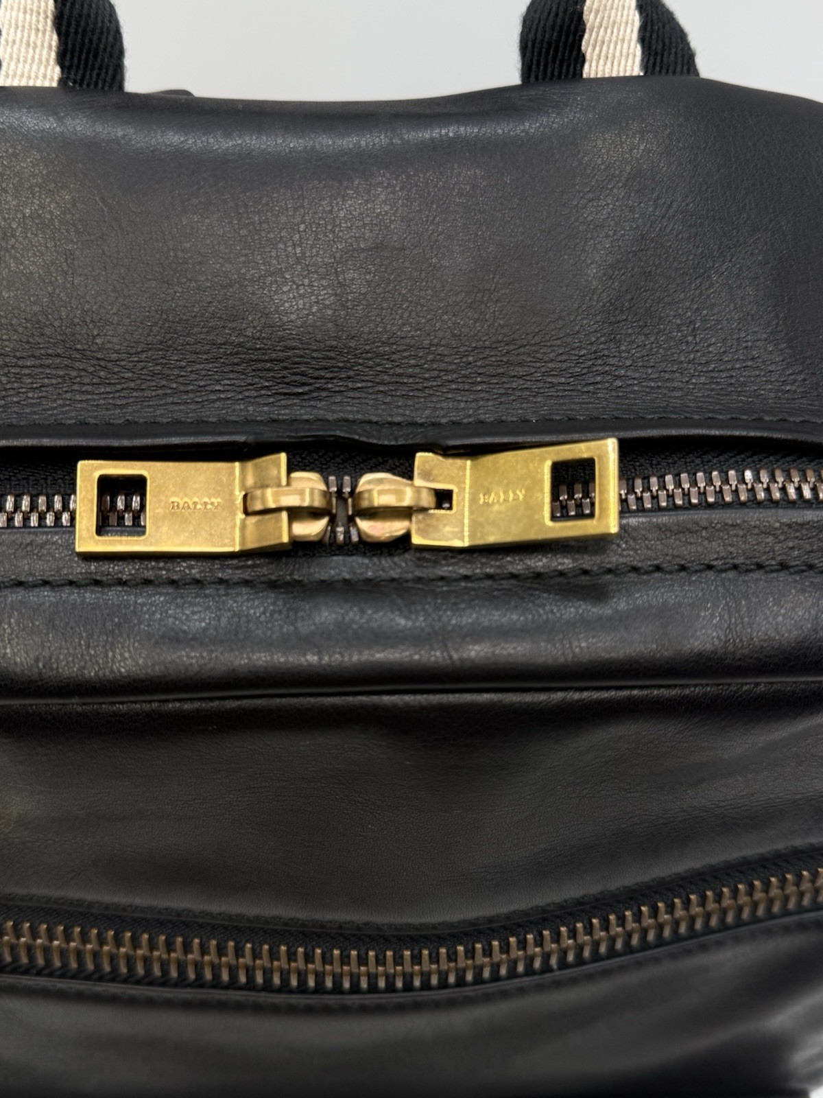 Bally Thunder Leather Backpack Black Calfskin Gold Hardware Luxury Designer Bag