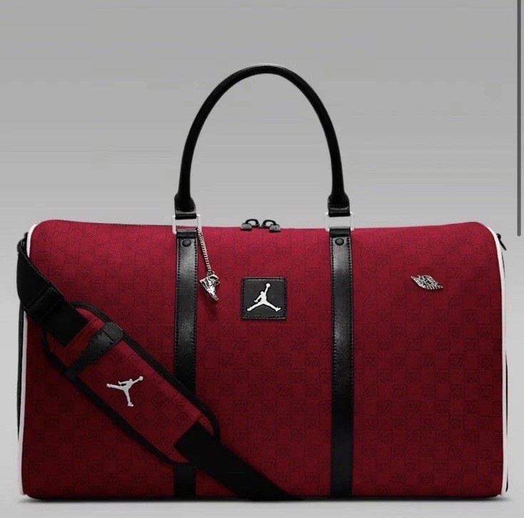 Jordan Nike Monogram Luxury Duffle Bag Varsity Red 40L Luggage Travel LM0759-H15