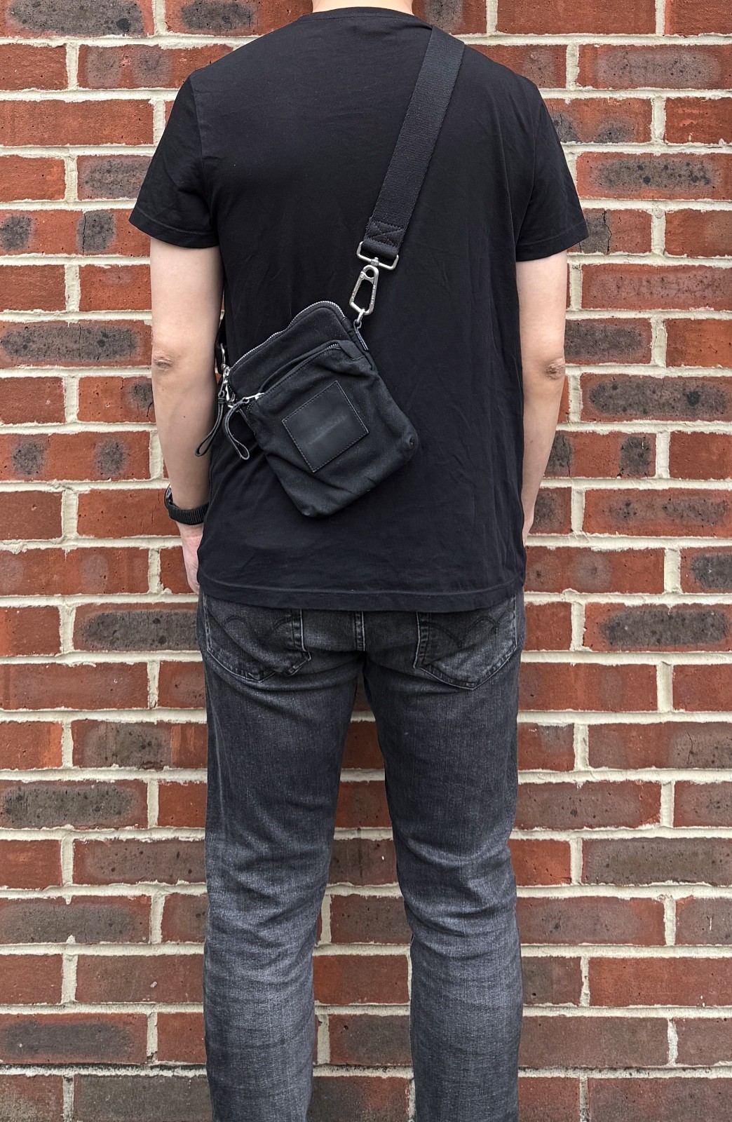 AllSaints FALCON Pouch Canvas Bag Black Mens Ladies Unisex Small Cotton