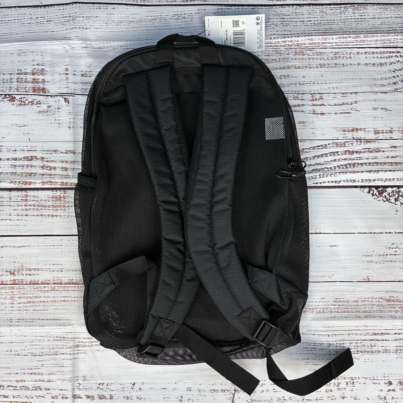 Nike Mesh Backpack Black White School Stadium Gym Bookbag BA6050-010 NWT