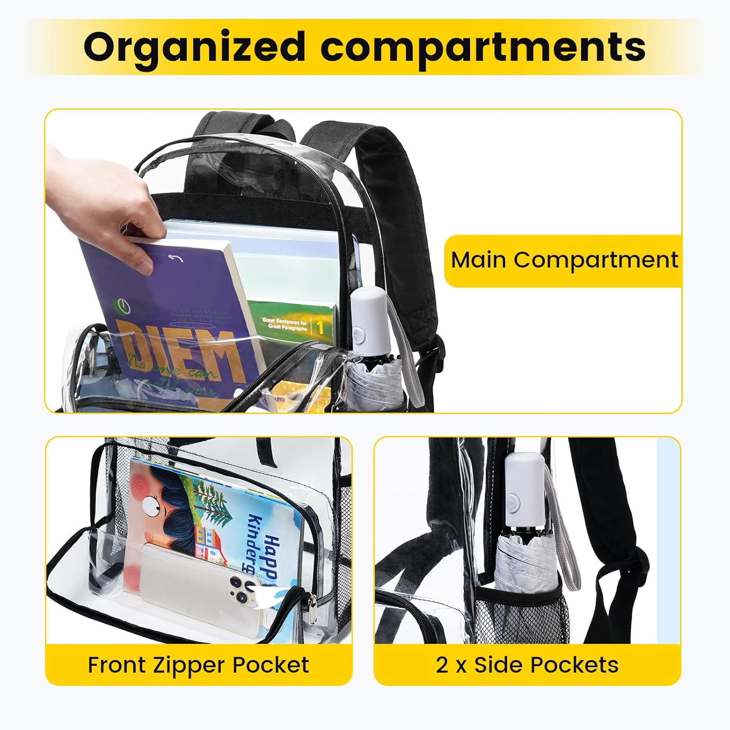 Clear Backpack Heavy Duty – Large Clear Backpacks for School See through Bookbag