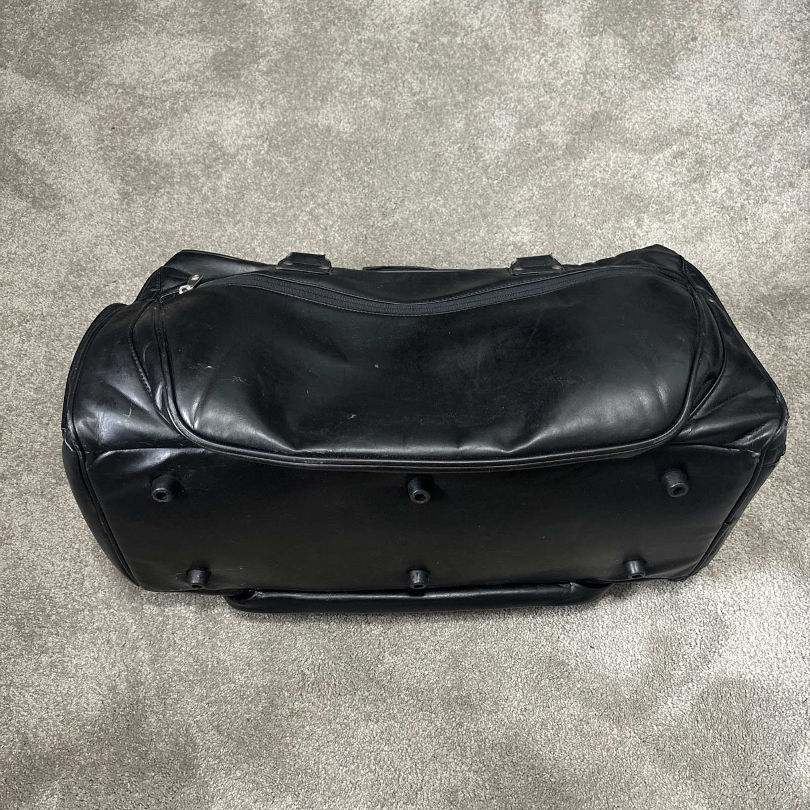 VTG Leather Nike Golf Weekender Duffel Bag Black Large
