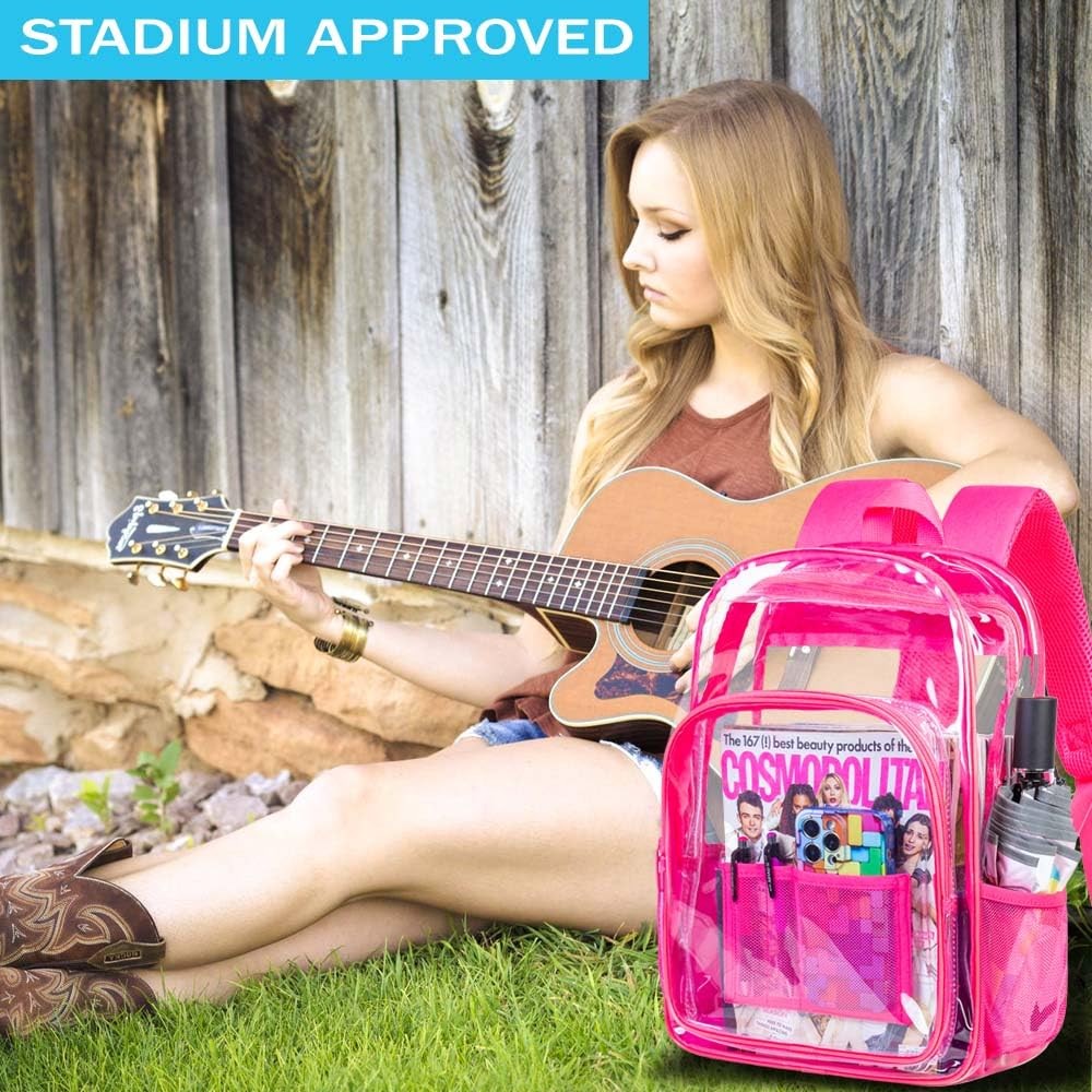 Clear Backpack Heavy Duty Transparent Bookbag See Through PVC Womens Mens