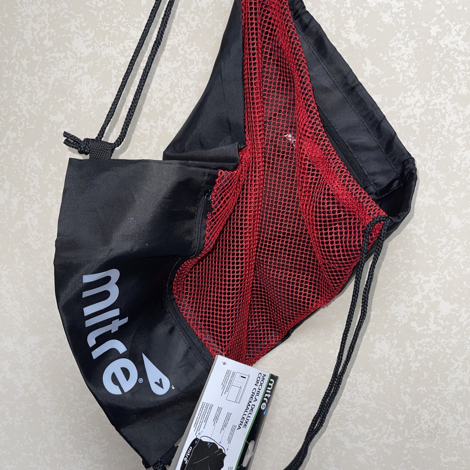 Mitre Mesh 18” Back Pack Unique Sack Bag,Key RingHook+ 3 Zippers 18in X 15.5 In