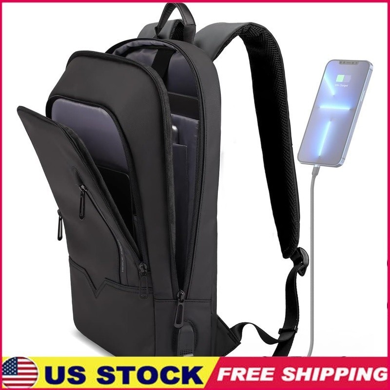Laptop Backpack USB Charging Port Multiple Compartments Travel Bag Men