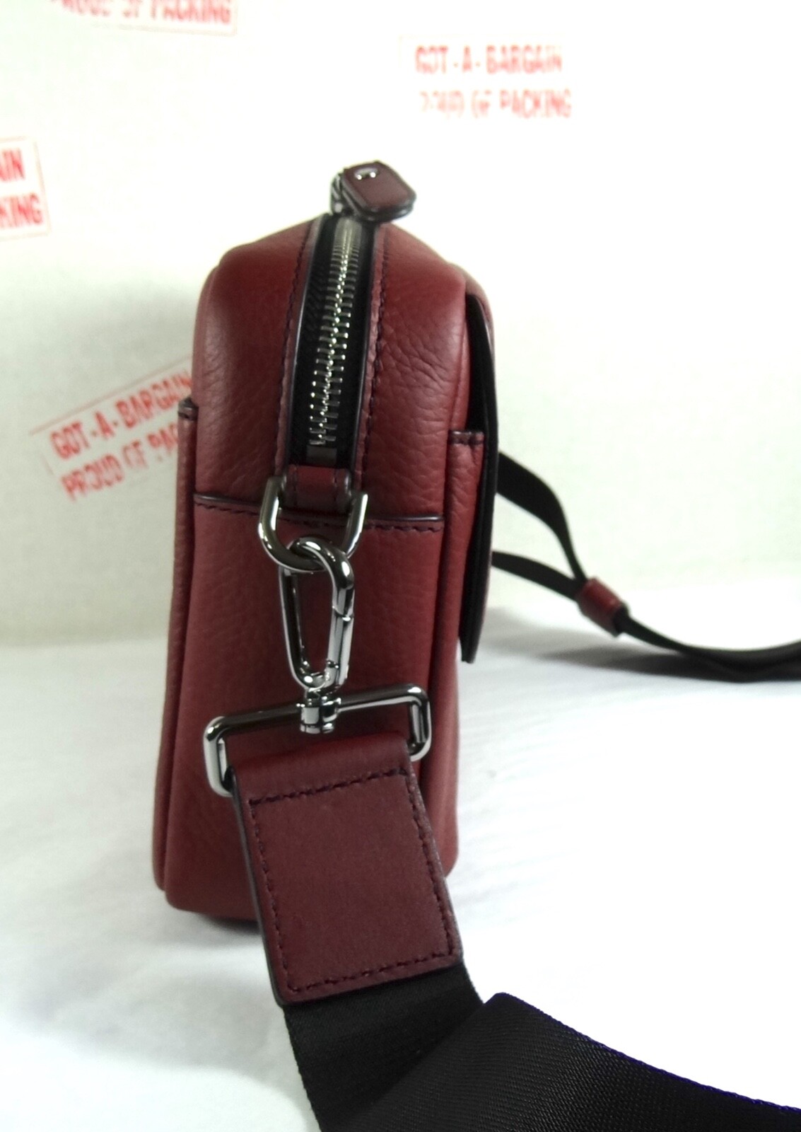 Michael Kors Hudson Dark Berry Pebbled Leather Utility Messenger Crossbody Bag