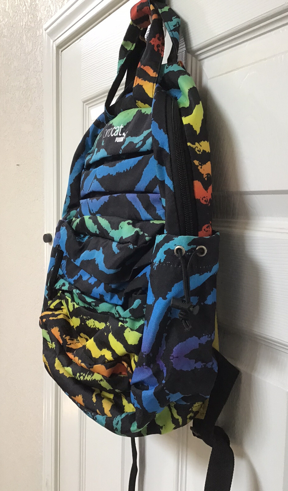 Puma Procat Radiate Multicolor Backpack Rainbow Tiger Stripes Zebra School