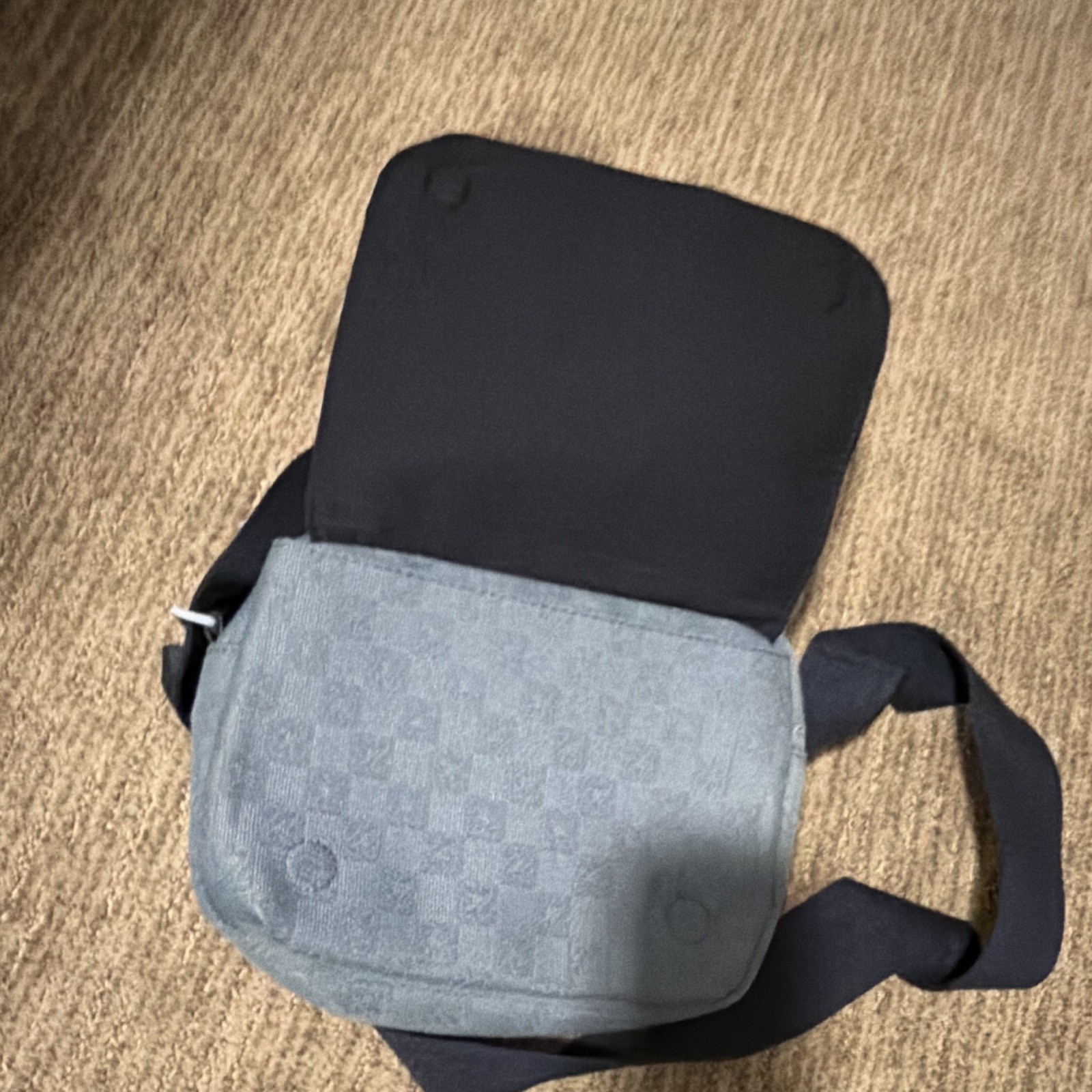 Jordan Blue /Black Checkered Crossbody Bag, Zip/Magnetic, Adjustable Strap
