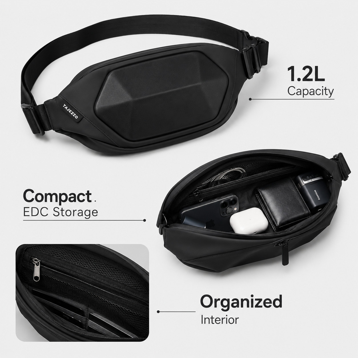 black crossbody bagWaterproof perfect for tactical use, travel, work gym sports