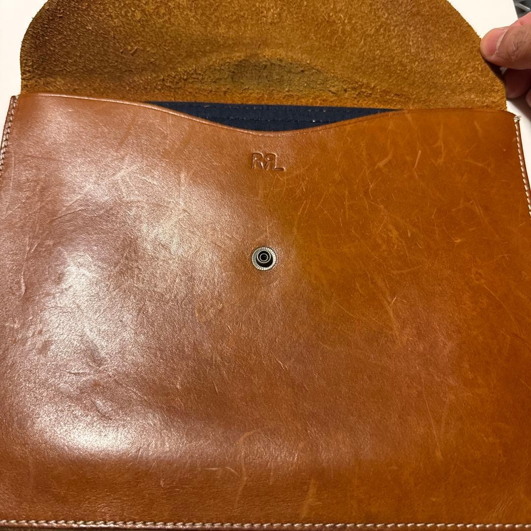 RRL Italian Leather Clutch Bag W26.5cm10.4in H20cm7.9in japan used item