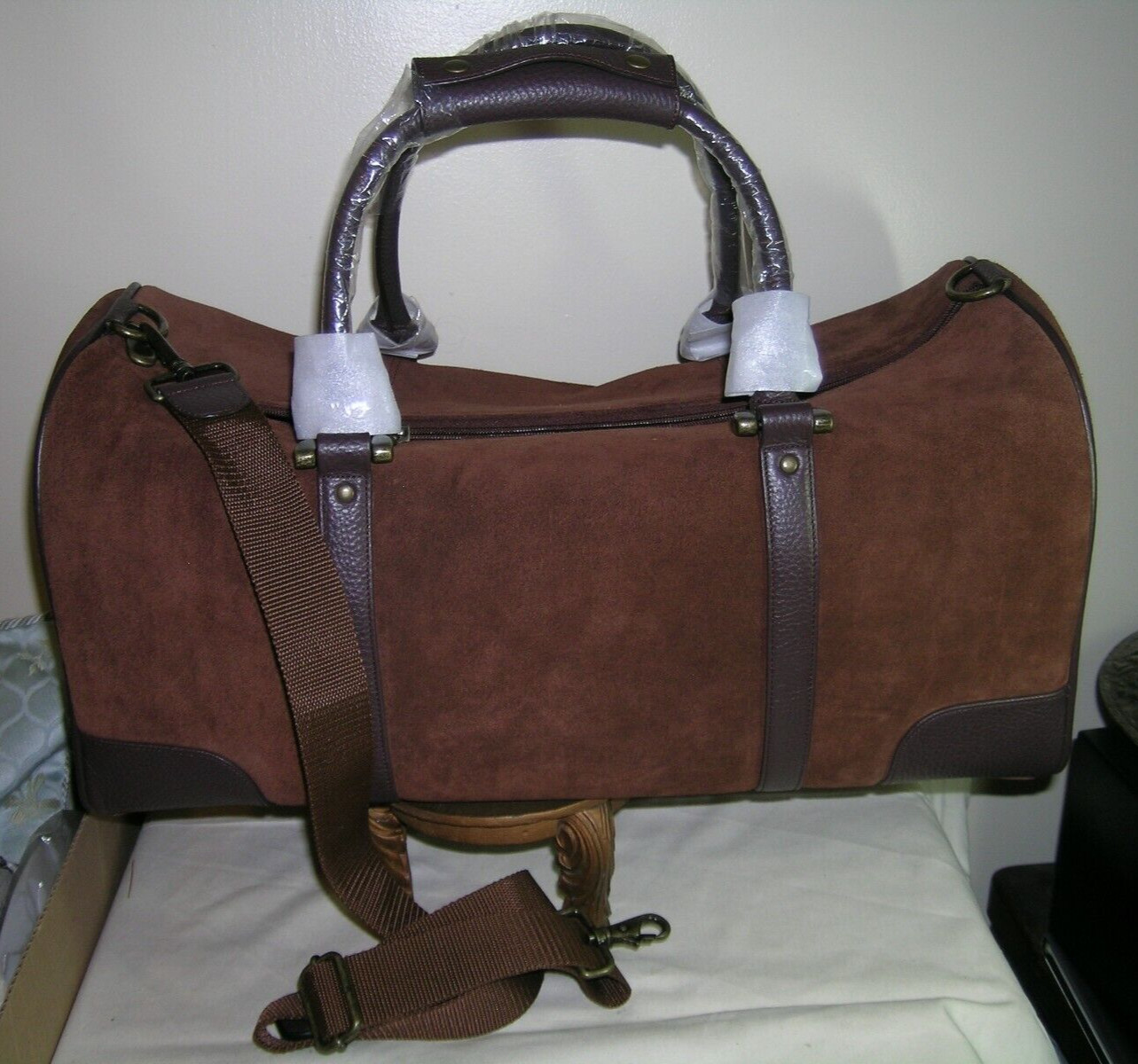 Vintage Marlboro 2003 Guts Grit Gear Brown Suede Leather Duffle/Travel Bag New