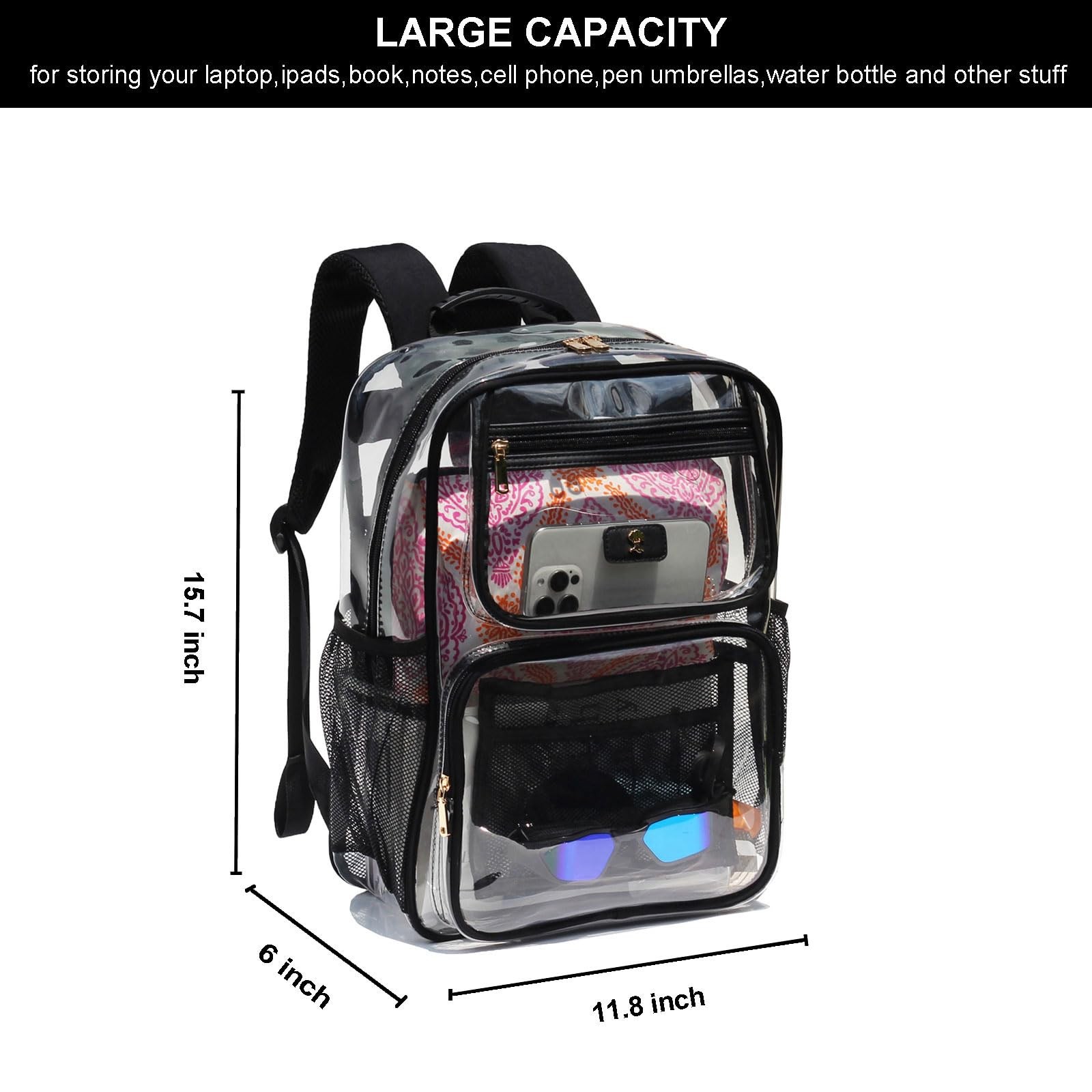 Clear Backpack Transparent Stadium Approved See Through Backpack for Middle C…