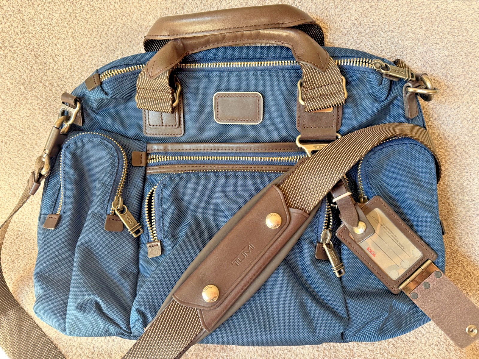 TUMI Alpha Bravo Brooks Slim Brief 22619BTH Navy Blue Nylon Messenger Briefcase
