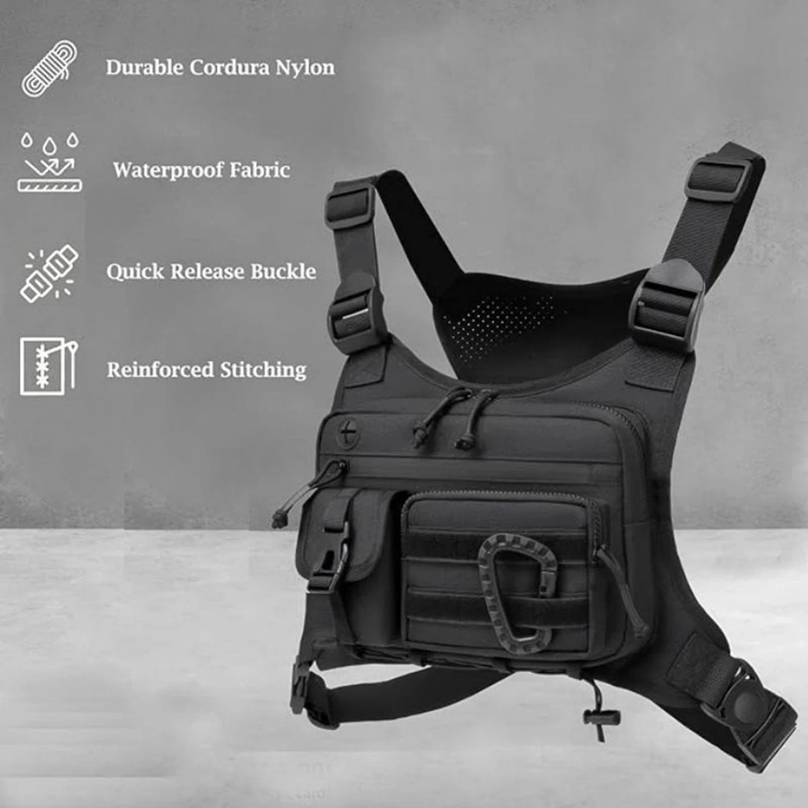 Sport Running Combat Chest Rig Bag Front Pouch Recon Kit Pack Protective Vest