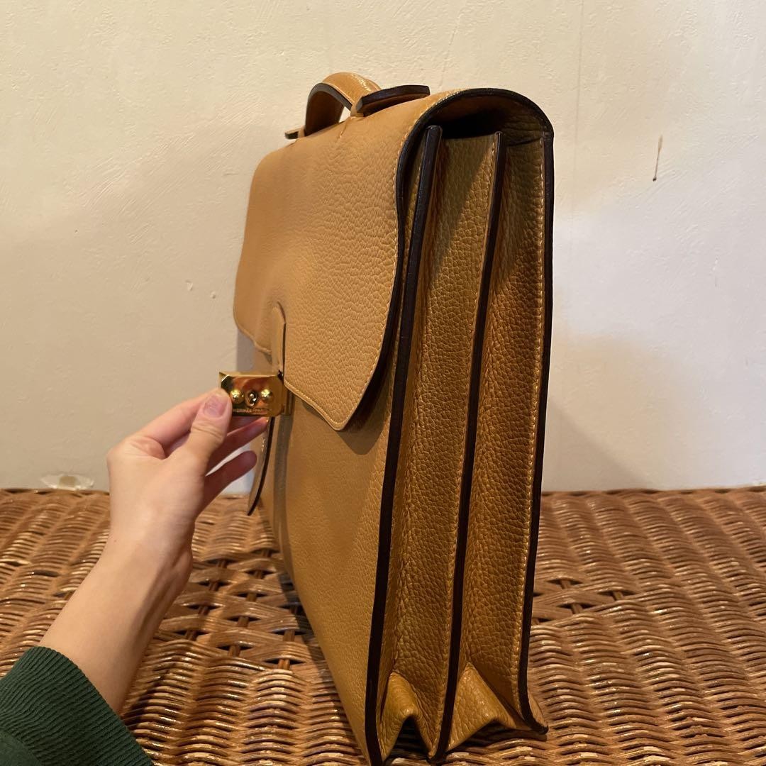 Hermes Sac A Depeche Briefcase Camel Leather 41x30x10cm Gold Hardware Accessary