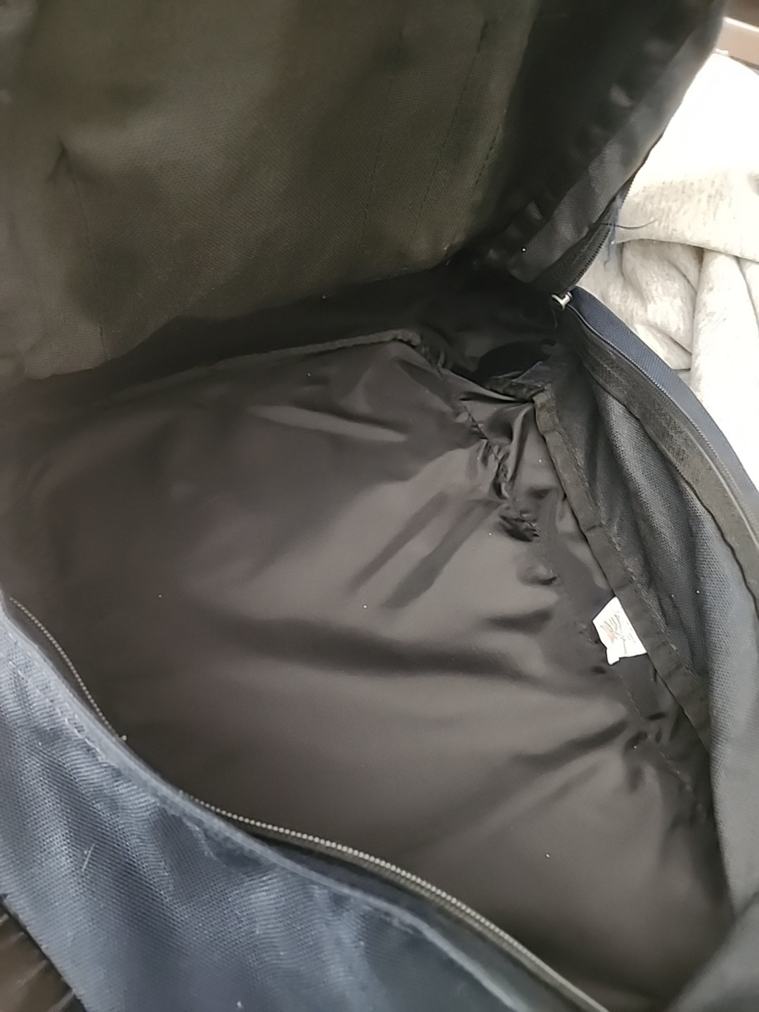Vintage Trager Seattle Backpack Navy Blue Made USA Outdoors Leather Bottom