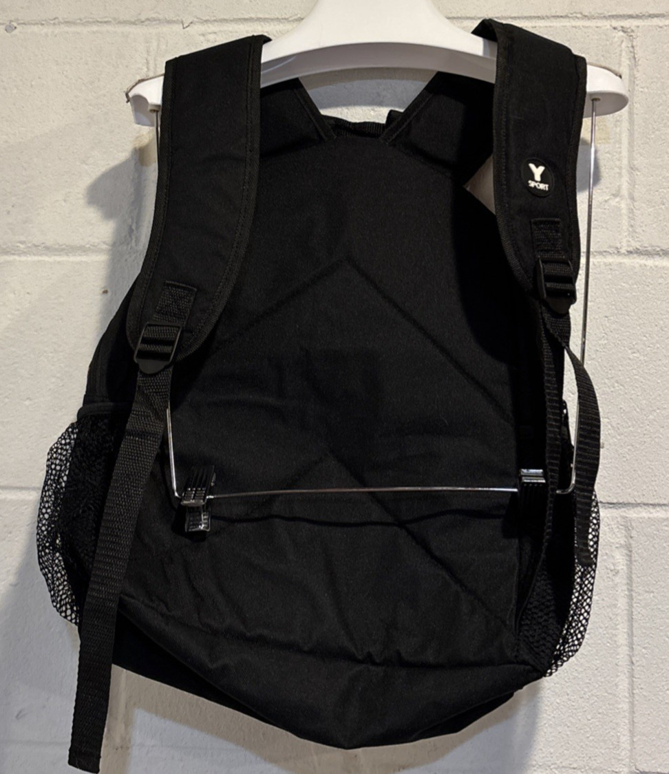 Y Sport Backpack Bag Black Music Theme Side Pockets Top Handle Retro School