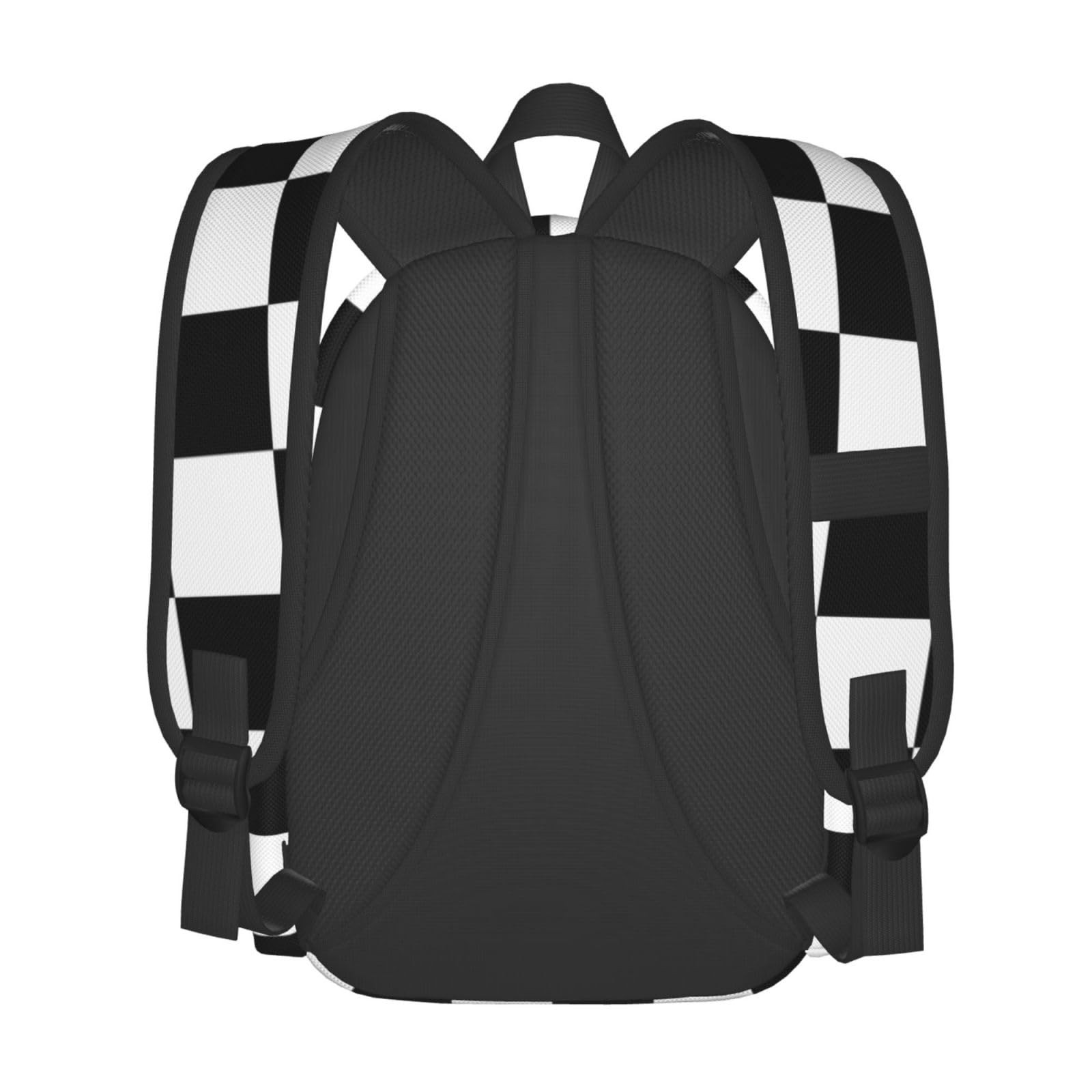 Black And White Checkered Laptop Backpack For Men Women, Lightweight Racing D…