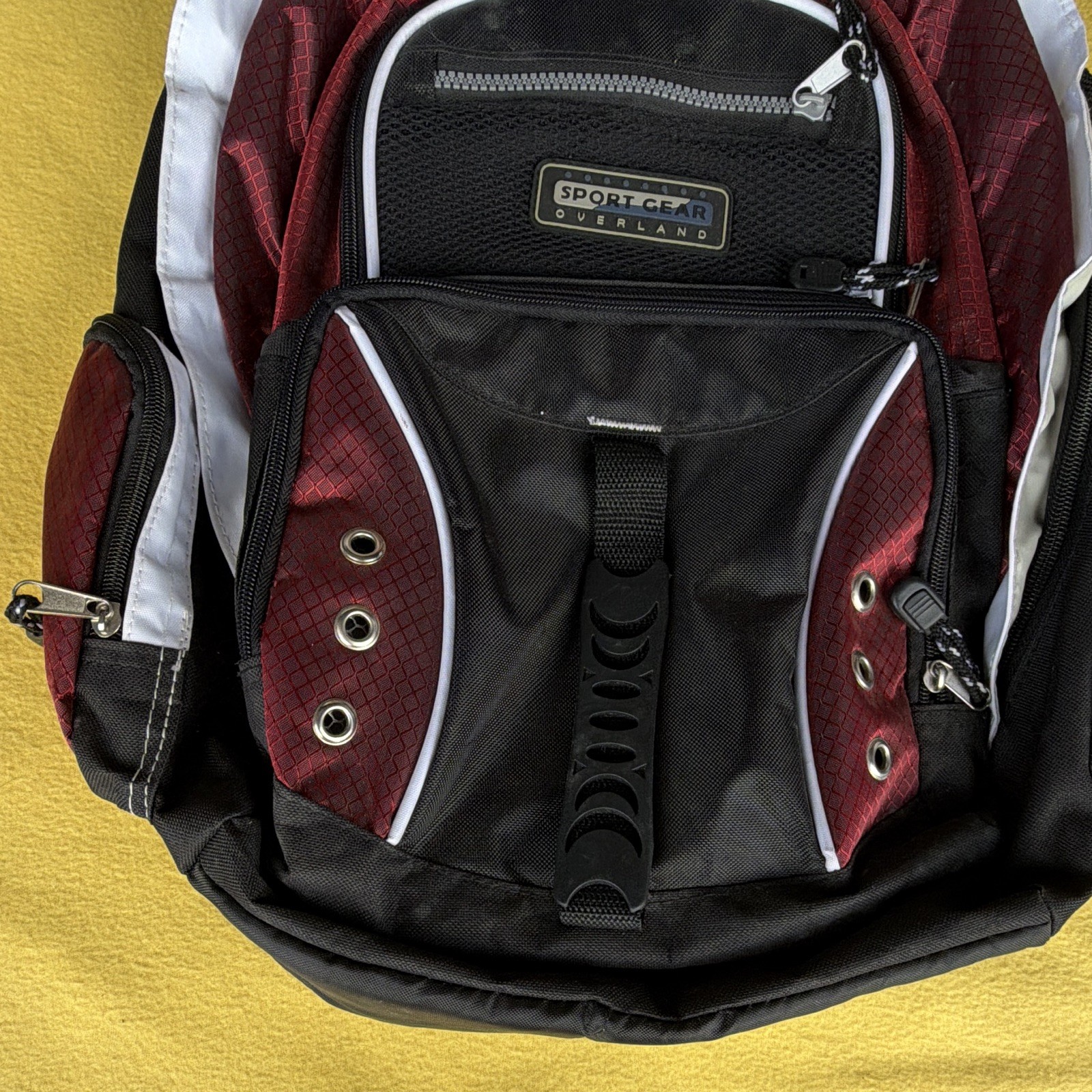 Sport Gear Overland Medium Backpack Black/Red/White Padded Multi-Pocket Zip